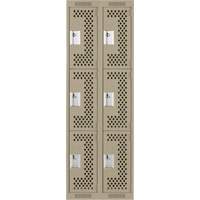 Casiers Clean Line, 3 niveaux, Bloc de 2, 24" x 12" x 72", Acier, Beige, Rivet (assembl&eacute;), Perfor&eacute; NRZ Safety Inc.