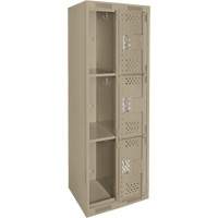 Casiers Clean Line, 3 niveaux, Bloc de 2, 24" x 12" x 72", Acier, Beige, Rivet (assembl&eacute;), Perfor&eacute; NRZ Safety Inc.