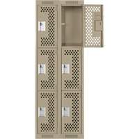 Casiers Clean Line, 3 niveaux, Bloc de 2, 24" x 12" x 72", Acier, Beige, Rivet (assembl&eacute;), Perfor&eacute; NRZ Safety Inc.
