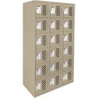 Assembled Lockerettes Clean Line Perforated Economy Lockers, 6 -tier, Bank of 3, 18" x 72" x 12", Steel NRZ Safety Inc.