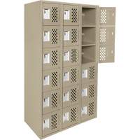 Assembled Lockerettes Clean Line Perforated Economy Lockers, 6 -tier, Bank of 3, 18" x 72" x 12", Steel NRZ Safety Inc.