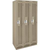 Clean Line Lockers, Bank of 3, 36" x 12" x 76", Steel, Beige, Rivet (Assembled), Perforated NRZ Safety Inc.