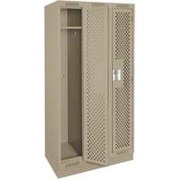 Clean Line Lockers, Bank of 3, 36" x 12" x 76", Steel, Beige, Rivet (Assembled), Perforated NRZ Safety Inc.