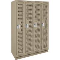 Clean Line Lockers, Bank of 4, 48" x 12" x 76", Steel, Beige, Rivet (Assembled), Perforated NRZ Safety Inc.