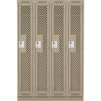 Clean Line Lockers, Bank of 4, 48" x 12" x 76", Steel, Beige, Rivet (Assembled), Perforated NRZ Safety Inc.