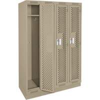 Clean Line Lockers, Bank of 4, 48" x 12" x 76", Steel, Beige, Rivet (Assembled), Perforated NRZ Safety Inc.