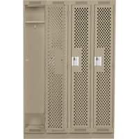Clean Line Lockers, Bank of 4, 48" x 12" x 76", Steel, Beige, Rivet (Assembled), Perforated NRZ Safety Inc.
