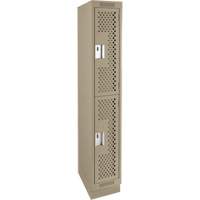 Clean Line Lockers, 2 -tier, 12" x 15" x 76", Steel, Beige, Rivet (Assembled), Perforated NRZ Safety Inc.