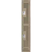 Clean Line Lockers, 2 -tier, 12" x 15" x 76", Steel, Beige, Rivet (Assembled), Perforated NRZ Safety Inc.