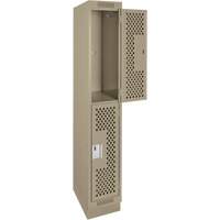 Clean Line Lockers, 2 -tier, 12" x 15" x 76", Steel, Beige, Rivet (Assembled), Perforated NRZ Safety Inc.