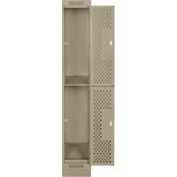 Clean Line Lockers, 2 -tier, 12" x 15" x 76", Steel, Beige, Rivet (Assembled), Perforated NRZ Safety Inc.