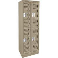 Clean Line Lockers, 2 -tier, Bank of 2, 24" x 15" x 76", Steel, Beige, Rivet (Assembled), Perforated NRZ Safety Inc.