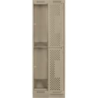 Clean Line Lockers, 2 -tier, Bank of 2, 24" x 15" x 76", Steel, Beige, Rivet (Assembled), Perforated NRZ Safety Inc.