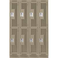Clean Line Lockers, 2 -tier, Bank of 4, 48" x 15" x 76", Steel, Beige, Rivet (Assembled), Perforated NRZ Safety Inc.