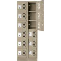 Assembled Lockerettes Clean Line Perforated Economy Lockers, 6 -tier, Bank of 2, 18" x 72" x 12", Steel NRZ Safety Inc.