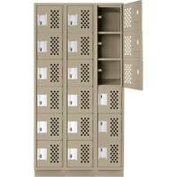 Assembled Lockerettes Clean Line Perforated Economy Lockers, 6 -tier, Bank of 3, 18" x 72" x 12", Steel NRZ Safety Inc.