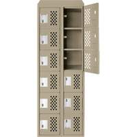 Assembled Lockerettes Clean Line Perforated Economy Lockers, 6 -tier, Bank of 2, 18" x 72" x 12", Steel NRZ Safety Inc.