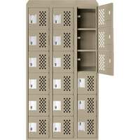 Assembled Lockerettes Clean Line Perforated Economy Lockers, 6 -tier, Bank of 3, 18" x 72" x 12", Steel NRZ Safety Inc.