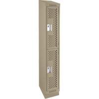 Clean Line Lockers, 2 -tier, 12" x 12" x 82", Steel, Beige, Rivet (Assembled), Perforated NRZ Safety Inc.