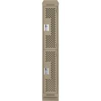 Clean Line Lockers, 2 -tier, 12" x 12" x 82", Steel, Beige, Rivet (Assembled), Perforated NRZ Safety Inc.