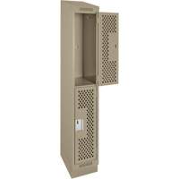 Clean Line Lockers, 2 -tier, 12" x 12" x 82", Steel, Beige, Rivet (Assembled), Perforated NRZ Safety Inc.