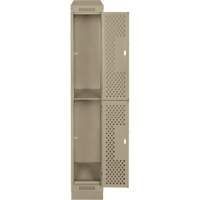 Clean Line Lockers, 2 -tier, 12" x 12" x 82", Steel, Beige, Rivet (Assembled), Perforated NRZ Safety Inc.