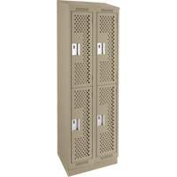 Clean Line Lockers, 2 -tier, Bank of 2, 24" x 12" x 82", Steel, Beige, Rivet (Assembled), Perforated NRZ Safety Inc.