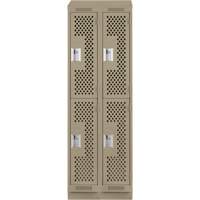 Clean Line Lockers, 2 -tier, Bank of 2, 24" x 12" x 82", Steel, Beige, Rivet (Assembled), Perforated NRZ Safety Inc.