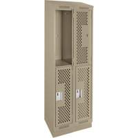 Clean Line Lockers, 2 -tier, Bank of 2, 24" x 12" x 82", Steel, Beige, Rivet (Assembled), Perforated NRZ Safety Inc.