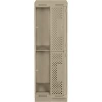 Clean Line Lockers, 2 -tier, Bank of 2, 24" x 12" x 82", Steel, Beige, Rivet (Assembled), Perforated NRZ Safety Inc.