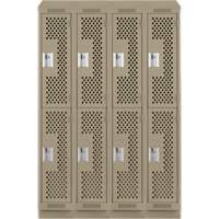 Clean Line Lockers, 2 -tier, Bank of 4, 48" x 12" x 82", Steel, Beige, Rivet (Assembled), Perforated NRZ Safety Inc.
