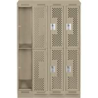 Clean Line Lockers, 2 -tier, Bank of 4, 48" x 12" x 82", Steel, Beige, Rivet (Assembled), Perforated NRZ Safety Inc.