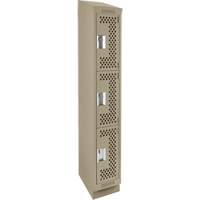 Clean Line Lockers, 3 -tier, 12" x 18" x 82", Steel, Beige, Rivet (Assembled), Perforated NRZ Safety Inc.