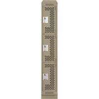 Clean Line Lockers, 3 -tier, 12" x 18" x 82", Steel, Beige, Rivet (Assembled), Perforated NRZ Safety Inc.