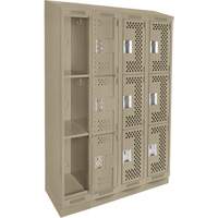 Clean Line Lockers, 3 -tier, Bank of 4, 48" x 18" x 82", Steel, Beige, Rivet (Assembled), Perforated NRZ Safety Inc.