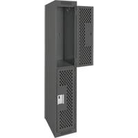 Clean Line Lockers, 2 -tier, 12" x 12" x 72", Steel, Charcoal, Rivet (Assembled), Perforated NRZ Safety Inc.