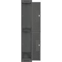 Clean Line Lockers, 2 -tier, 12" x 12" x 72", Steel, Charcoal, Rivet (Assembled), Perforated NRZ Safety Inc.
