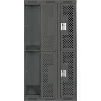 Clean Line Lockers, 2 -tier, Bank of 3, 36" x 12" x 72", Steel, Charcoal, Rivet (Assembled), Perforated NRZ Safety Inc.
