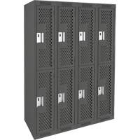 Clean Line Lockers, 2 -tier, Bank of 4, 48" x 12" x 72", Steel, Charcoal, Rivet (Assembled), Perforated NRZ Safety Inc.
