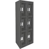 Casiers Clean Line, 3 niveaux, Bloc de 2, 24" x 12" x 72", Acier, Charbon, Rivet (assembl&eacute;), Perfor&eacute; NRZ Safety Inc.