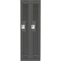 Clean Line Lockers, Bank of 2, 24" x 12" x 76", Steel, Charcoal, Rivet (Assembled), Perforated NRZ Safety Inc.