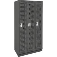 Clean Line Lockers, Bank of 3, 36" x 12" x 76", Steel, Charcoal, Rivet (Assembled), Perforated NRZ Safety Inc.