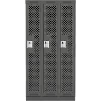 Clean Line Lockers, Bank of 3, 36" x 12" x 76", Steel, Charcoal, Rivet (Assembled), Perforated NRZ Safety Inc.