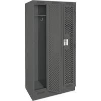 Clean Line Lockers, Bank of 3, 36" x 12" x 76", Steel, Charcoal, Rivet (Assembled), Perforated NRZ Safety Inc.