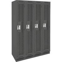 Clean Line Lockers, Bank of 4, 48" x 12" x 76", Steel, Charcoal, Rivet (Assembled), Perforated NRZ Safety Inc.