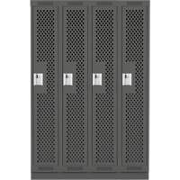 Clean Line Lockers, Bank of 4, 48" x 12" x 76", Steel, Charcoal, Rivet (Assembled), Perforated NRZ Safety Inc.