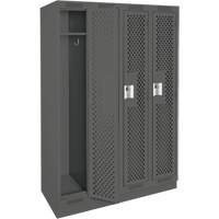Clean Line Lockers, Bank of 4, 48" x 12" x 76", Steel, Charcoal, Rivet (Assembled), Perforated NRZ Safety Inc.