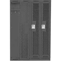 Clean Line Lockers, Bank of 4, 48" x 12" x 76", Steel, Charcoal, Rivet (Assembled), Perforated NRZ Safety Inc.