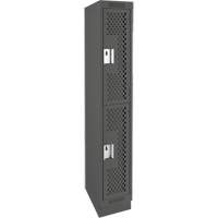Clean Line Lockers, 2 -tier, 12" x 15" x 76", Steel, Charcoal, Rivet (Assembled), Perforated NRZ Safety Inc.