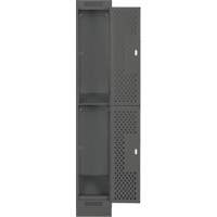 Clean Line Lockers, 2 -tier, 12" x 15" x 76", Steel, Charcoal, Rivet (Assembled), Perforated NRZ Safety Inc.